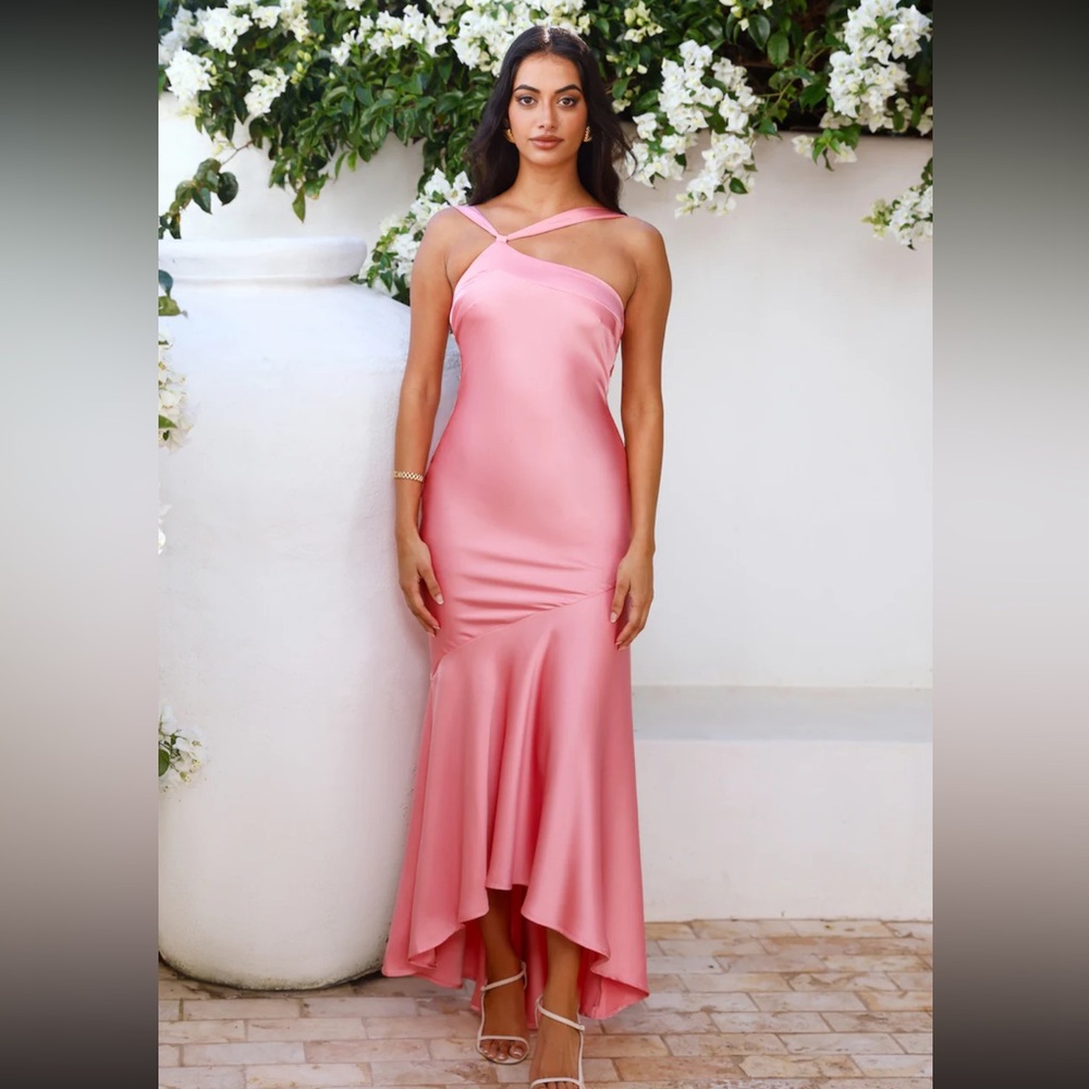Hello Molly Pink Asymmetrical One-Shoulder Dress
